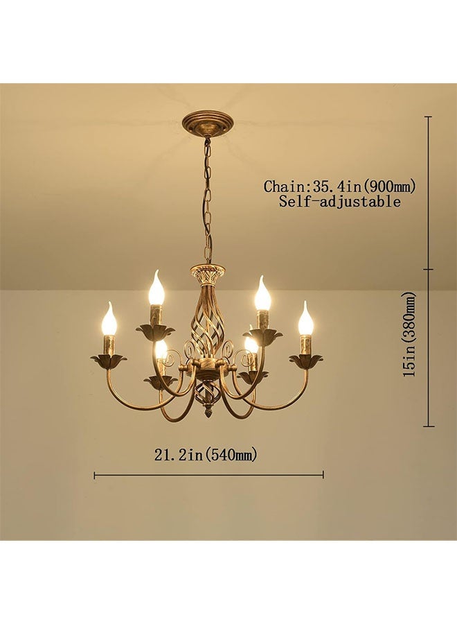 أجريون ثريا بأسلوب ريفي تقليدي، شمعدان حديد مطروق عتيق برونزي قابل لضبط الارتفاع، لمبة سقف 6 أضواء لمبة علوية مزرعة لغرفة المعيشة المطبخ غرفة الطعام، قاعدة E14 (لا تحتوي على لمبات).ثريا بأسلوب ريفي تقليدي، شمعدان حديد مطروق عتيق برونزي قابل لضبط الارتفاع، لمبة سقف 6 أضواء لمبة علوية مزرعة لغرفة المعيشة المطبخ غرفة الطعام، قاعدة E14 (لا تحتوي على لمبات). - Image 3